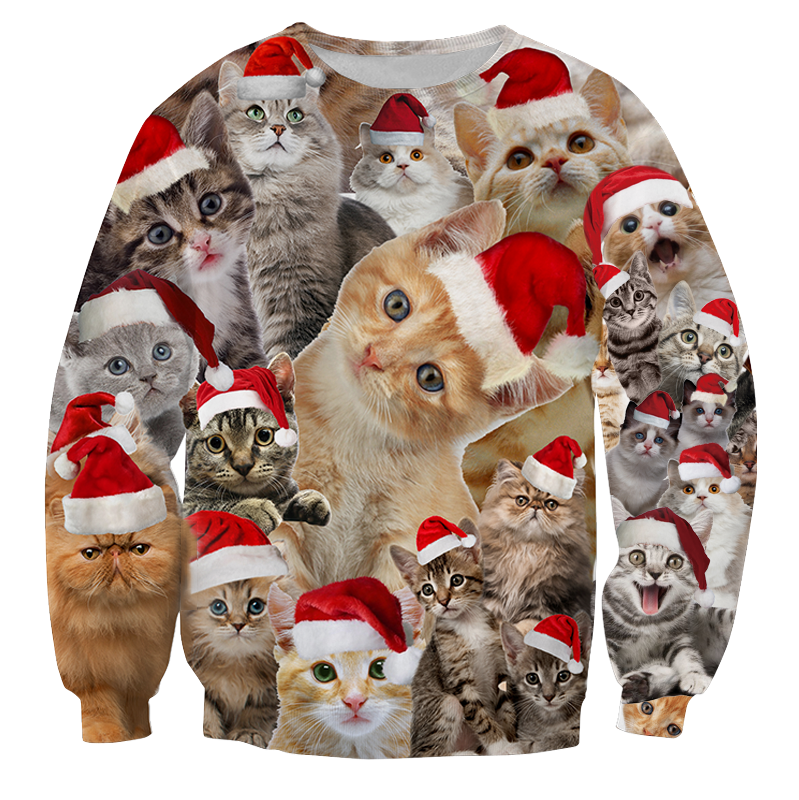 Pluizige Katten Met Kerstmutsen Kersttrui