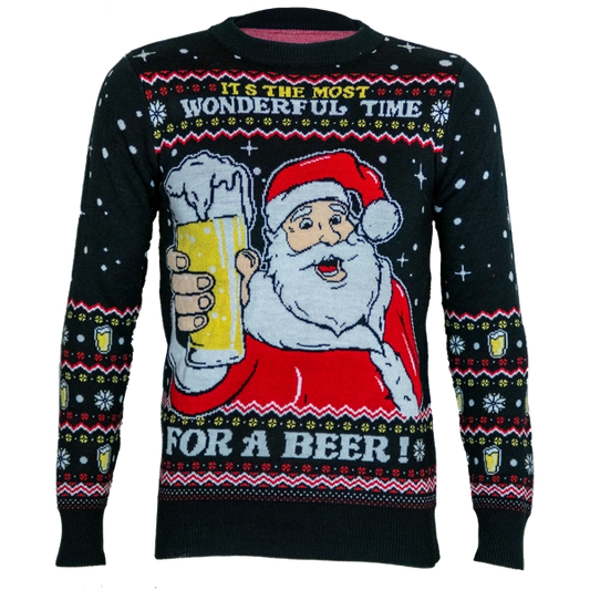 Père Noël avec de la bière - Un moment merveilleux pour un pull de Noël